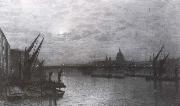 Atkinson Grimshaw The Thames by Moonlight with Southmark Bridge oil on canvas